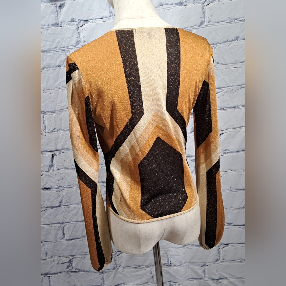 Gucci by Tom Ford Runway Gold Metallic Lurex Knit Long Sleeve Top Y2K  2000 XS - Picture 10 of 15